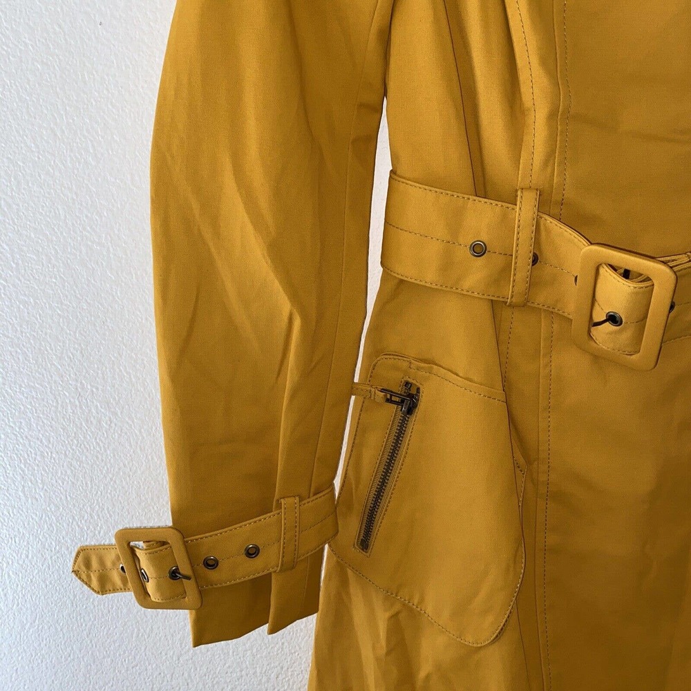 Blanc Noir Multi Zippered Pockets Belted Trench Coat Womens Cotton Blends SZ S - Picture 4 of 14